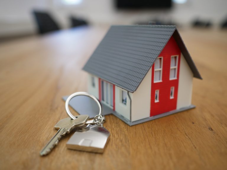 image of a miniature house on a keychain with a key